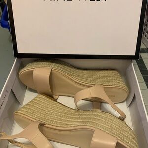 Nine West Beige Wedge Sandals